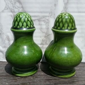 Vintage Salt & Pepper Shakers Ceramic Green Vegetables Kitchen Decor Kitsch